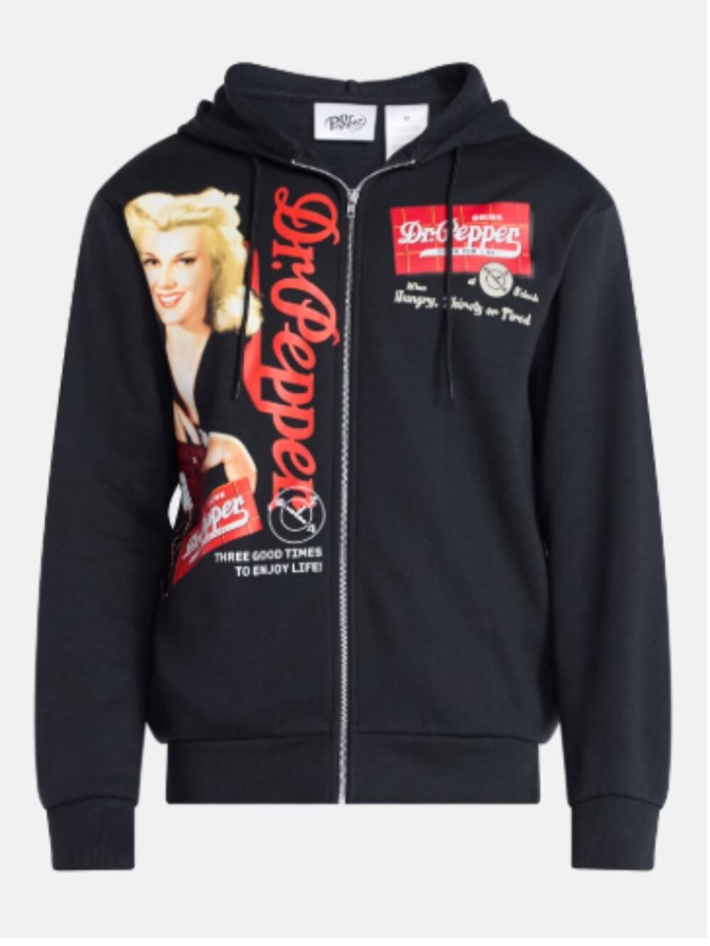 Dr Pepper Vintage Retro 1950's Rosie the Riveter Style Girl Power Zipper Hoodie